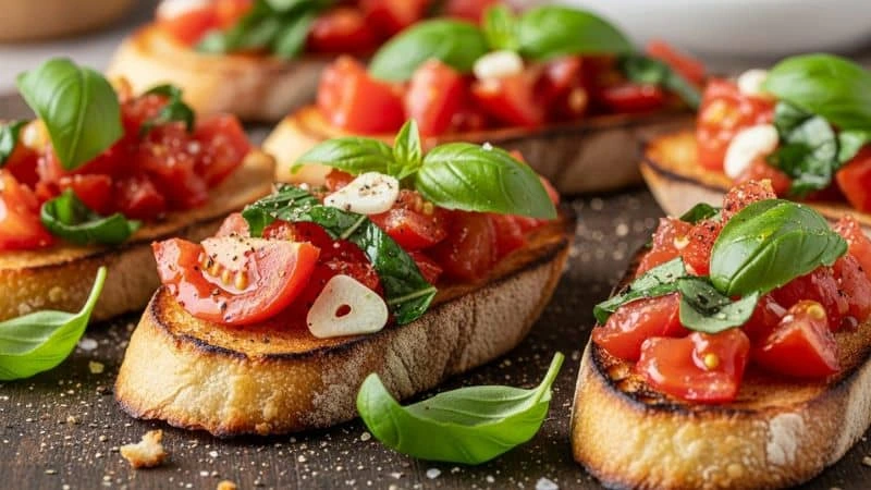 Bruschetta feita com aproveitamento de alimentos do café da manhã