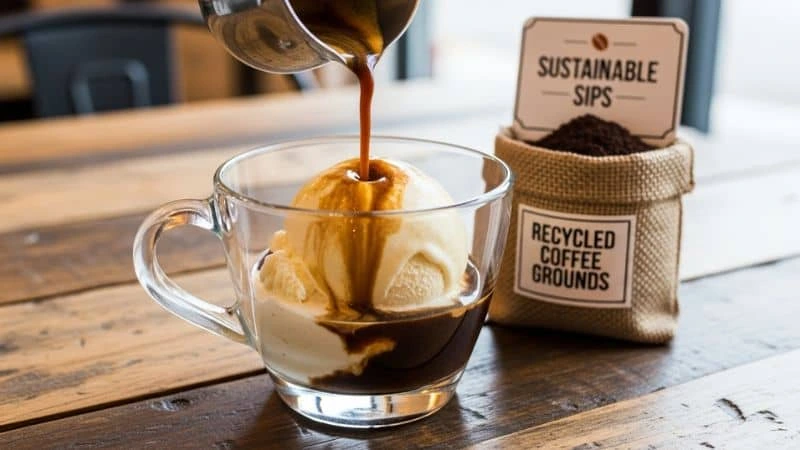 Affogato com aproveitamento de alimentos do café da manhã