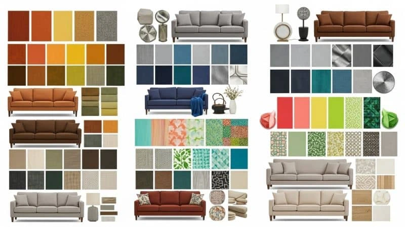 paleta de cores para decoração com sofá marrom