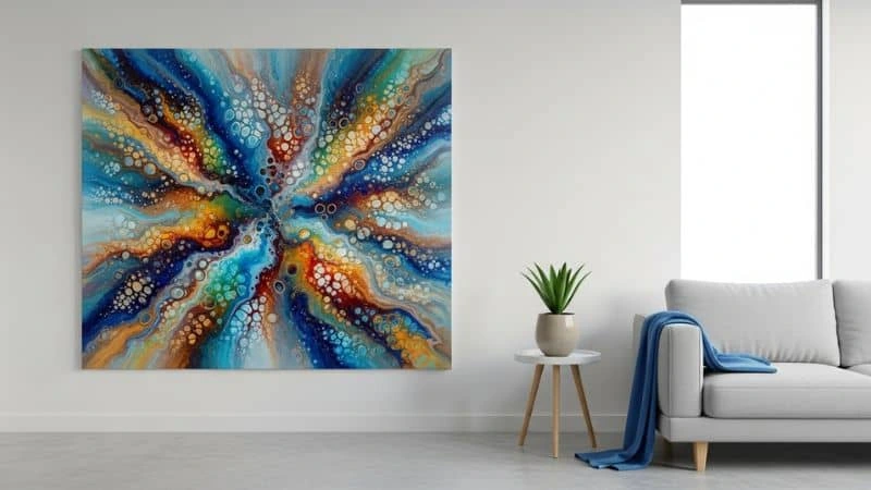 quadro abstrato moderno feito à mão para renda extra com decoração.