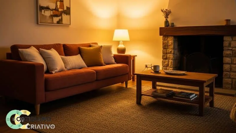 sala com iluminação quente e aconchegante