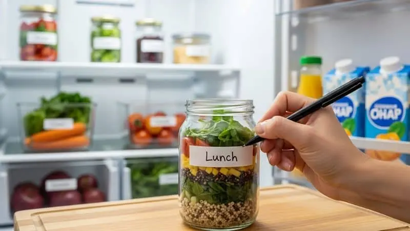 Dicas para conservar alimentos na geladeira com etiquetas.