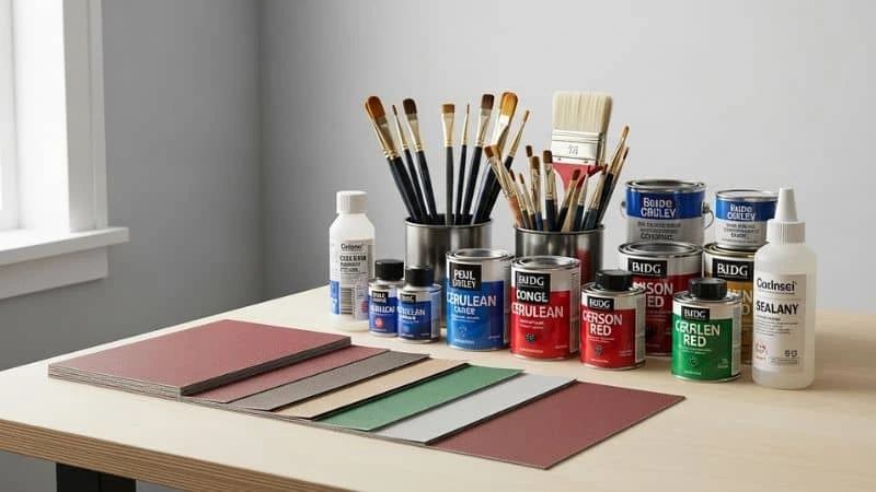 Ferramentas e materiais para preparar objetos reciclados na decoração sustentável