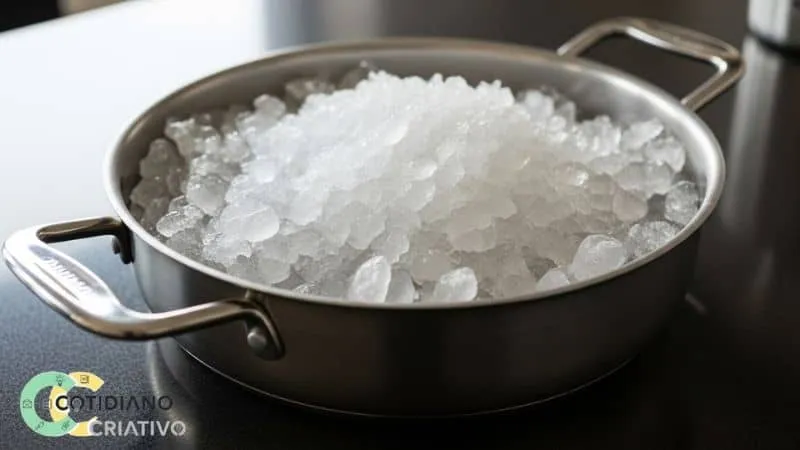 truque para limpar panela de inox com gelo – cozinha prática