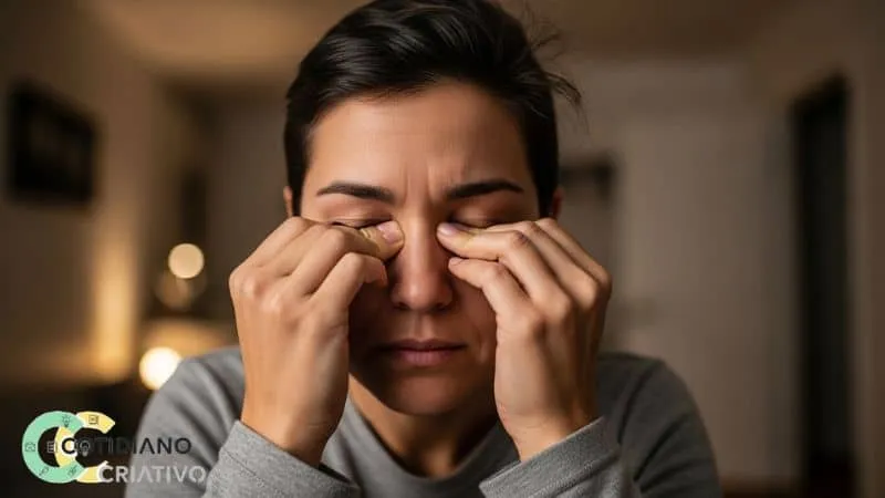 Evite esfregar os olhos para proteger a pele fina ao redor"