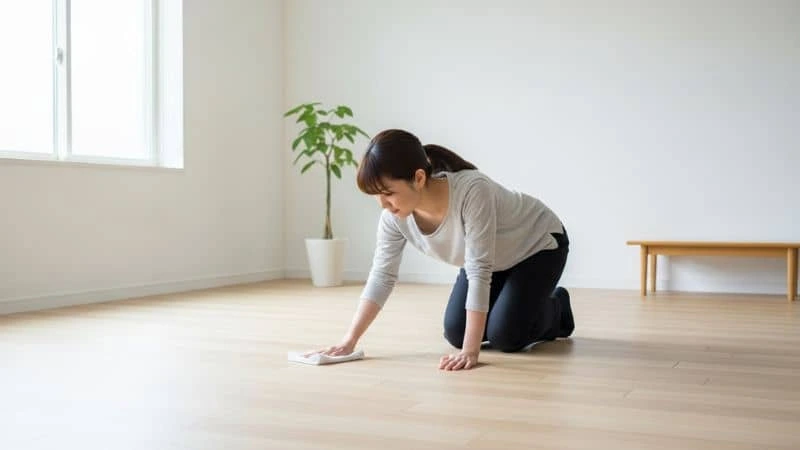 dona de casa japonesa usando truques de limpeza japoneses em rotina diária