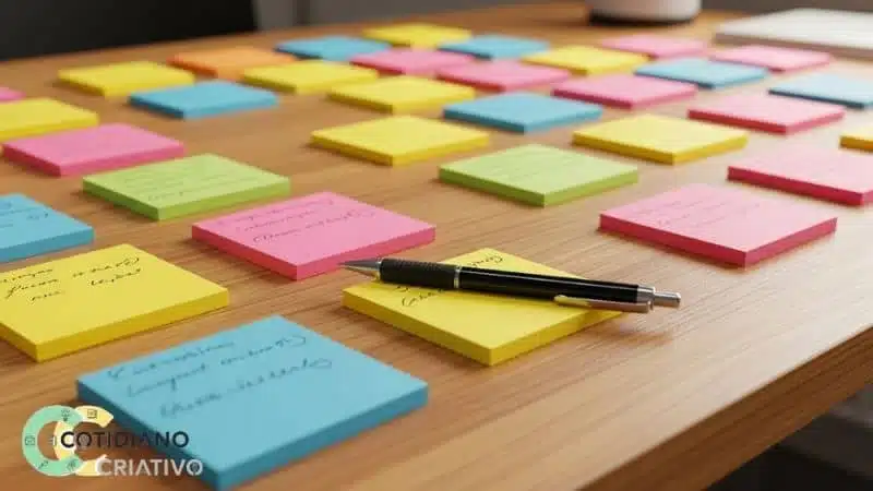 esvaziamento mental criativo com post-its e escrita livre