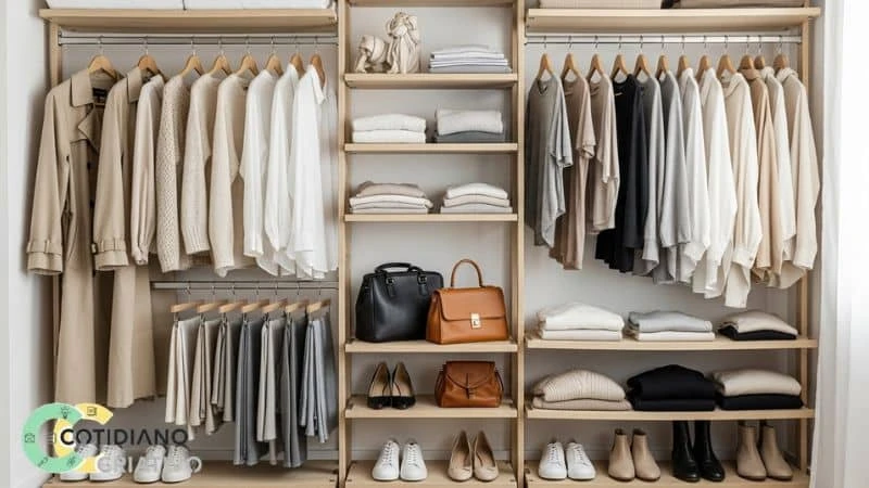 guarda-roupa minimalista organizado para simplificar a vida