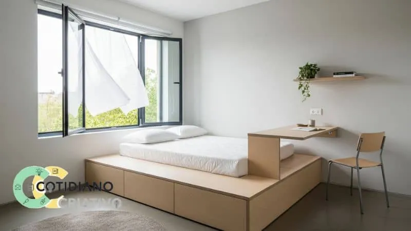 quarto compacto organizado e ventilado para evitar insetos