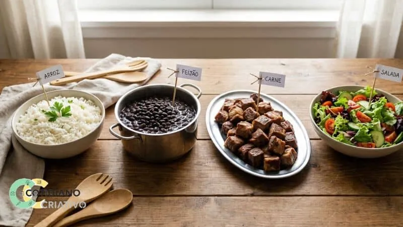 organização de quantidades de comida para 20 pessoas