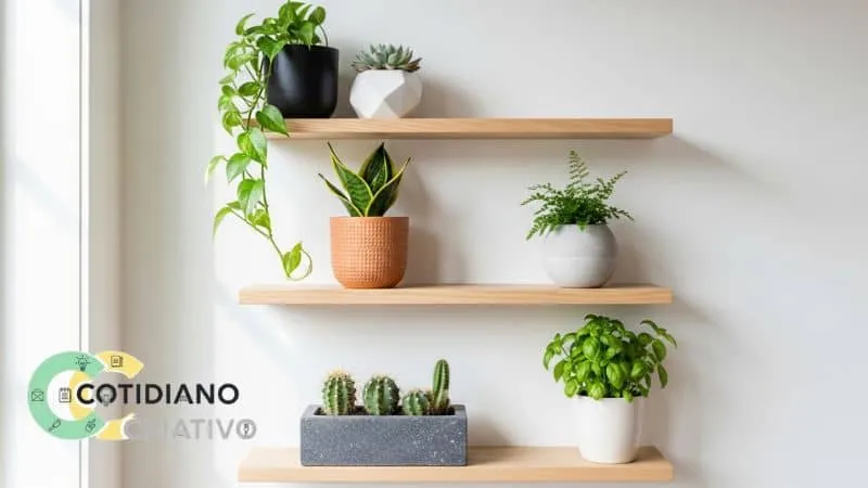 prateleiras verticais otimizando parede de ambiente pequeno