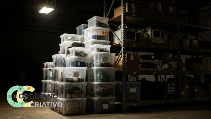 caixas empilhaveis organizando objetos em camadas