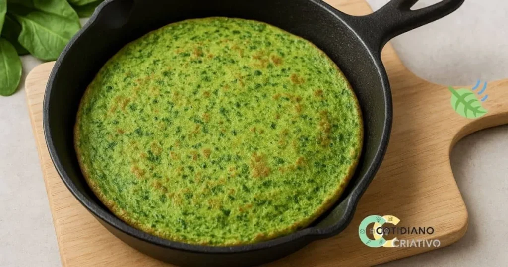 panqueca com folhas de vegetais reaproveitadas