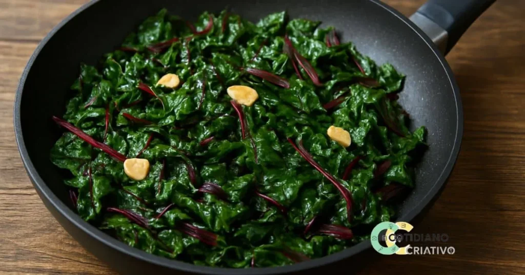 refogado de folhas de beterraba com alho e azeite