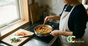 Adulto iniciando na cozinha, preparando receita simples pela primeira vez