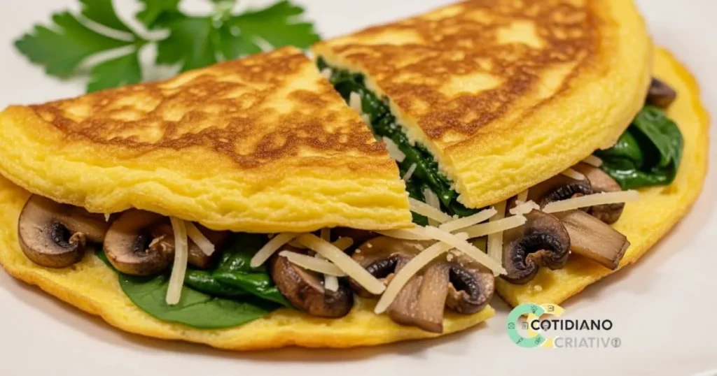 omelete dourada com textura fofa.