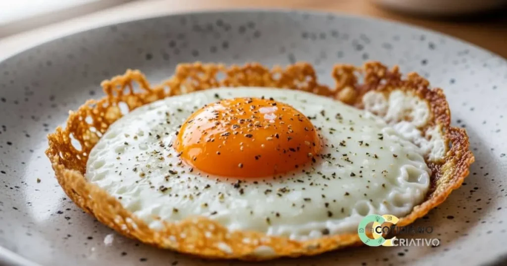 ovo estrelado com bordas douradas e crisp.