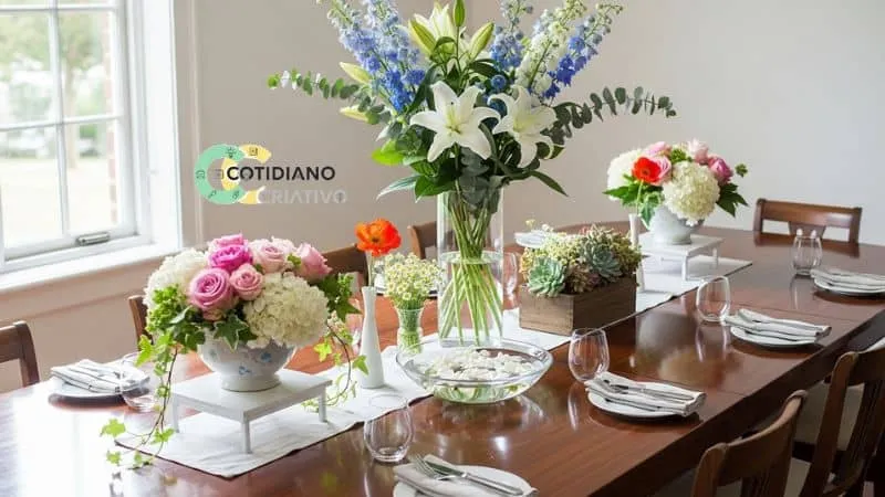 Mesa de centro decorada com plantas, livros e bandeja