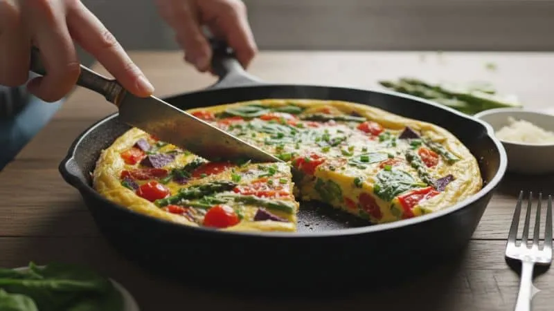 jantar rápido feito com ovos e vegetais